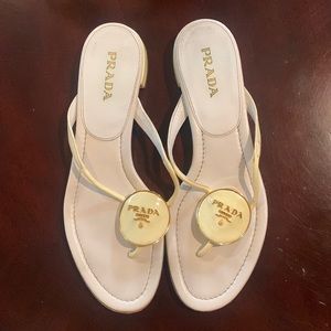 Prada White Logo Sandals